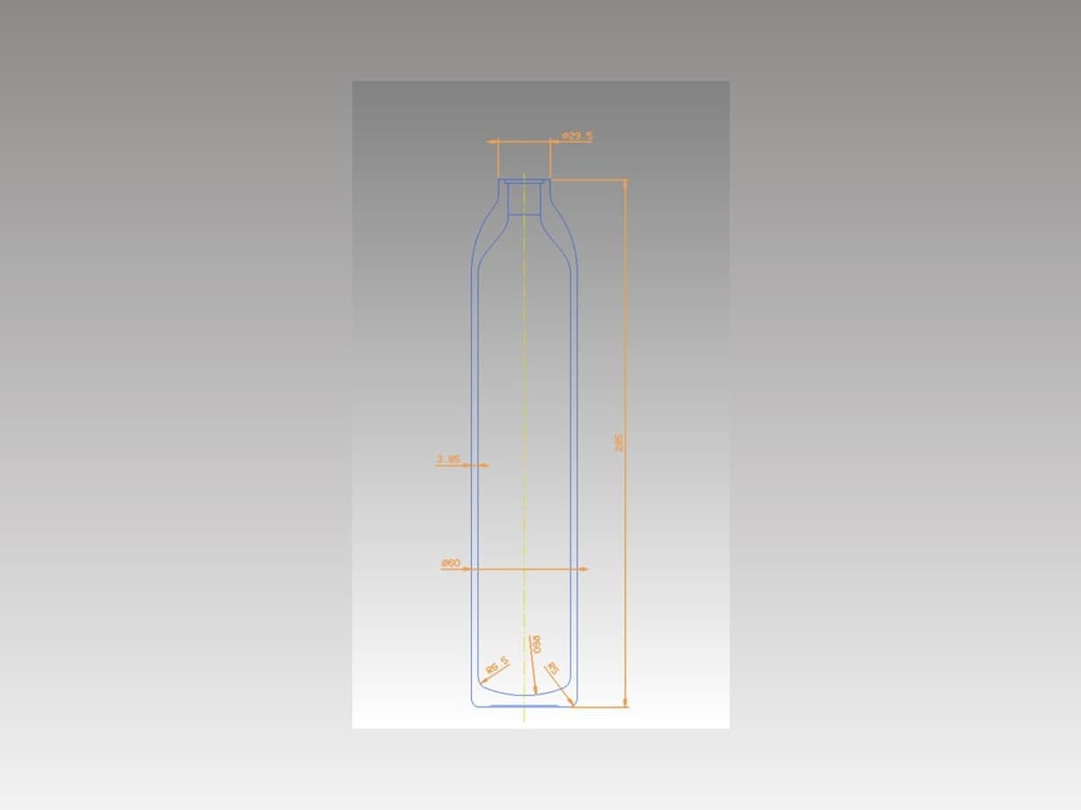 Tüp kesit çizimi — Ø60, 288 mm